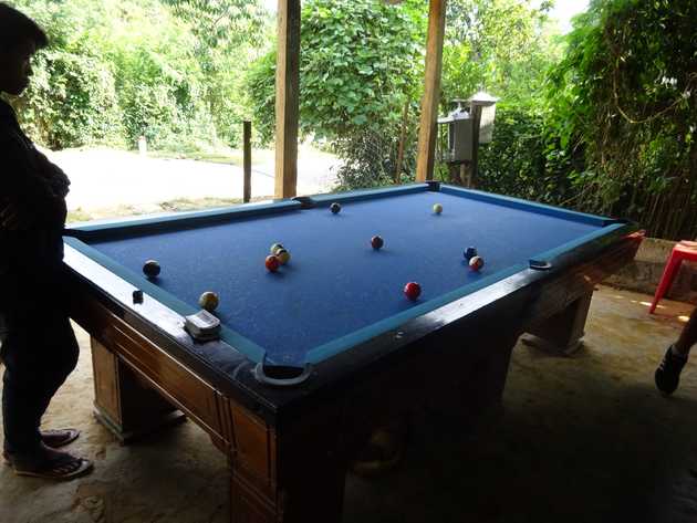 We played on the most rural pool table&nbsp;yet.