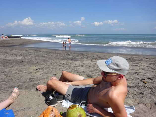 Doug chilling with a refreshing coconut.
